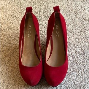 Aldo Red Suede Wedges